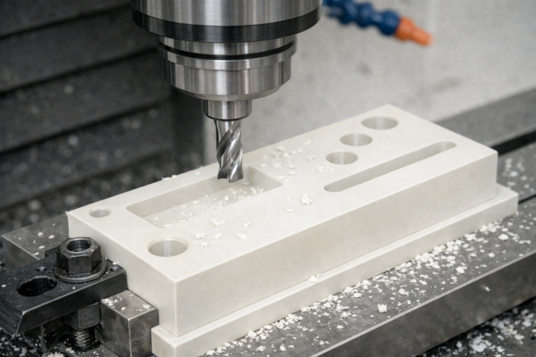 Frezowanie elementu z tworzywa sztucznego - tworzenie kanałów i otworów